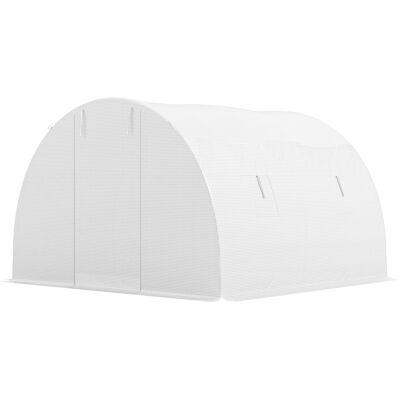 OEM Serre De Jardin Tunnel 9 M² - 4 Fenêtres, Porte Zippée Enroulable, Châssis Acier Galvanisé, Bâche Pe 3x3x2 M Blanc - Publicité OEM Serre De Jardin Tunnel 9 M² - 4 Fenêtres, Porte Zippée Enroulable, Châssis Acier Galvanisé, Bâche Pe 3x3x2 M Blanc - Publicité