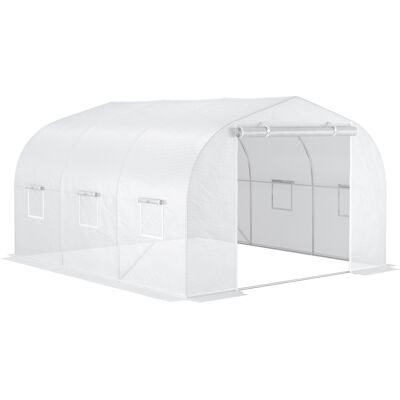 OEM Serre Tunnel De Jardin 10,5 M² 3,5x3x2 M Cadre Acier Bâche Pe 6 Fenêtres + Porte Enroulable Blanc - Publicité OEM Serre Tunnel De Jardin 10,5 M² 3,5x3x2 M Cadre Acier Bâche Pe 6 Fenêtres + Porte Enroulable Blanc - Publicité