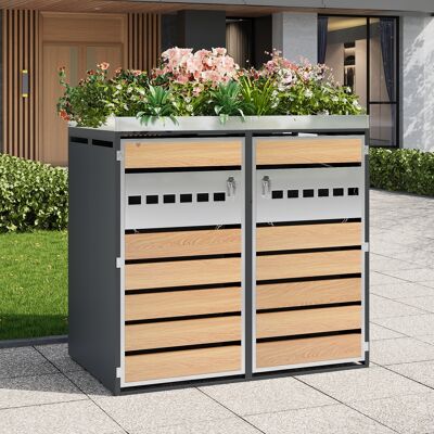 ACKERMAN Coffre De Rangement Pour Poubelles, Verrouillable, Deux Portes, Espace De Plantation, Avec Ventilation - Publicité ACKERMAN Coffre De Rangement Pour Poubelles, Verrouillable, Deux Portes, Espace De Plantation, Avec Ventilation - Publicité