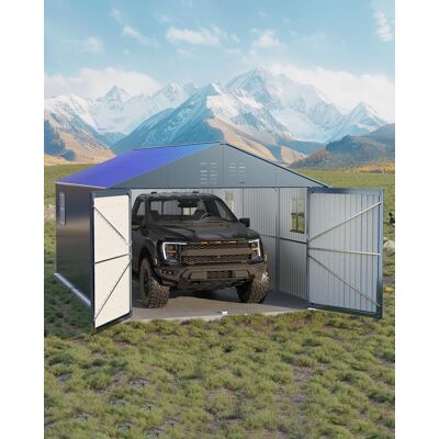 POSTACK Hangar Métallique Fermé – Toit Vertical Étanche Résistant Vent Force10 – Porte Double Charnière 4 Fenêtres – 596×365×295 Cm - Publicité POSTACK Hangar Métallique Fermé – Toit Vertical Étanche Résistant Vent Force10 – Porte Double Charnière 4 Fenêtres – 596×365×295 Cm - Publicité