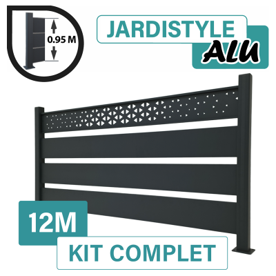 CLOTURE & JARDIN Kit Clôture Aluminium Gris Anthracite 12m - Claire Voie Design Ibiza - Sur Platines - 0,95 Mètre - Publicité CLOTURE & JARDIN Kit Clôture Aluminium Gris Anthracite 12m - Claire Voie Design Ibiza - Sur Platines - 0,95 Mètre - Publicité
