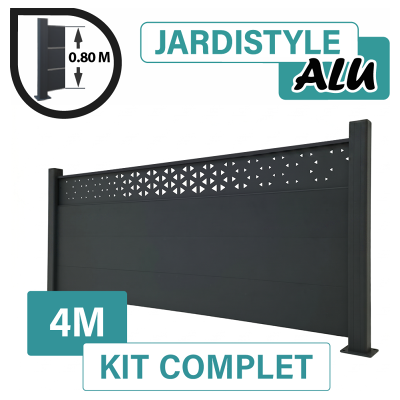 CLOTURE & JARDIN Kit Clôture Aluminium Gris Anthracite 4m - Design Ibiza - Sur Platines - 0,80 Mètre - Publicité CLOTURE & JARDIN Kit Clôture Aluminium Gris Anthracite 4m - Design Ibiza - Sur Platines - 0,80 Mètre - Publicité