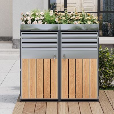 ACKERMAN Local À Poubelles, Ouverture De Ventilation Avec Persiennes, Compartiments De Rangement Pour Les Déchets, Verrouillable, Deux Portes, Espace De Plantation - Publicité ACKERMAN Local À Poubelles, Ouverture De Ventilation Avec Persiennes, Compartiments De Rangement Pour Les Déchets, Verrouillable, Deux Portes, Espace De Plantation - Publicité