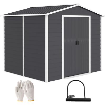 ARRIGONI Abri De Jardin En Metal Resistant Aux Intemperies Et A La Rouille Verrouillable 2,40 X 2,06 X 1,98 M Gris Fonce - Publicité ARRIGONI Abri De Jardin En Metal Resistant Aux Intemperies Et A La Rouille Verrouillable 2,40 X 2,06 X 1,98 M Gris Fonce - Publicité