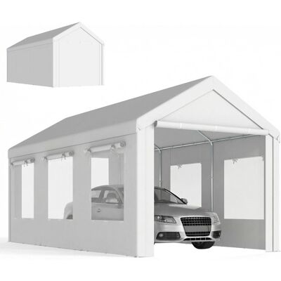 OEM Abri De Voiture Tente De Garage Protection Uv30+ Hauteur Réglable 6 Fenêtres Et Moustiquaire 3x6m Blanc - Publicité OEM Abri De Voiture Tente De Garage Protection Uv30+ Hauteur Réglable 6 Fenêtres Et Moustiquaire 3x6m Blanc - Publicité