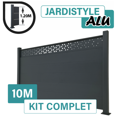CLOTURE & JARDIN Kit Clôture Aluminium Gris Anthracite 10m - Design Ibiza - Sur Platines - 1,20 Mètre - Publicité CLOTURE & JARDIN Kit Clôture Aluminium Gris Anthracite 10m - Design Ibiza - Sur Platines - 1,20 Mètre - Publicité