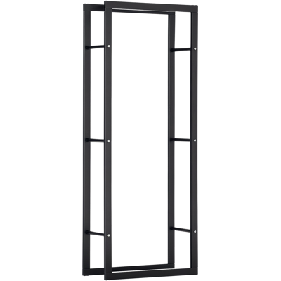 DEVOKO Range-bûches Intérieur Extérieur 60x25x150cm, Structure Métal Noir Charge Max 100kg - Publicité DEVOKO Range-bûches Intérieur Extérieur 60x25x150cm, Structure Métal Noir Charge Max 100kg - Publicité