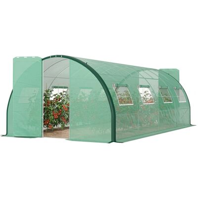 OEM Serre De Jardin Tunnel 18 M² – 8 Fenêtres, 2 Portes Articulées, Toile Pe, Structure Fer Galvanisé Vert - Publicité OEM Serre De Jardin Tunnel 18 M² – 8 Fenêtres, 2 Portes Articulées, Toile Pe, Structure Fer Galvanisé Vert - Publicité