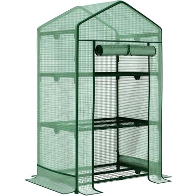 ARRIGONI Mini Serre De Jardin Avec Bache Et 3 Etageres Porte Enroulable 69x49x125 Cm - Publicité ARRIGONI Mini Serre De Jardin Avec Bache Et 3 Etageres Porte Enroulable 69x49x125 Cm - Publicité