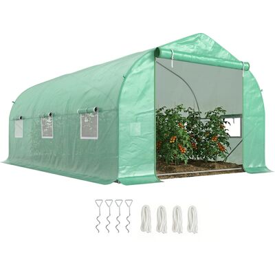 ARRIGONI Serre De Jardin Tunnel 4.5x3x2m Avec Toit En Pente En Pe Et Tubes En Acier Vert Fonce - Publicité ARRIGONI Serre De Jardin Tunnel 4.5x3x2m Avec Toit En Pente En Pe Et Tubes En Acier Vert Fonce - Publicité