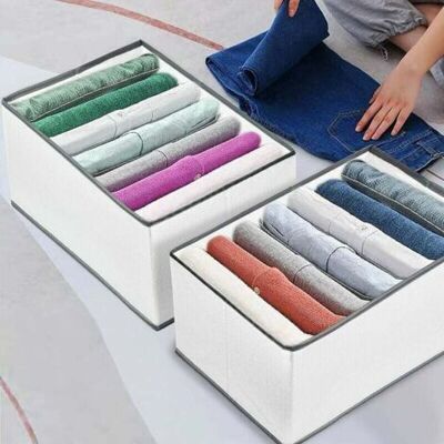 ABYSSE Tigrezy 2 Pièces Boîte De Rangement Pour Jeans Pantalons Chemises Vêtements, Grande Organisateur De Tiroir Placard Avec Panneau Pp Boîte De Séparation En Tiroir À Vetement Lavable Et Pliable 36x26x20 - Publicité ABYSSE Tigrezy 2 Pièces Boîte De Rangement Pour Jeans Pantalons Chemises Vêtements, Grande Organisateur De Tiroir Placard Avec Panneau Pp Boîte De Séparation En Tiroir À Vetement Lavable Et Pliable 36x26x20 - Publicité