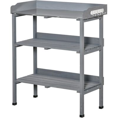 ARRIGONI Table De Jardinage Table De Rempotage Avec Plan De Travail En Metal Bois Gris 76 X 37 X 89 Cm - Publicité ARRIGONI Table De Jardinage Table De Rempotage Avec Plan De Travail En Metal Bois Gris 76 X 37 X 89 Cm - Publicité