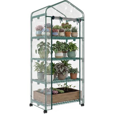 ARRIGONI Serre Verticale Pour Plantes Avec 4 Etageres En Acier Et Pvc Vert 69x50x165 Cm - Publicité ARRIGONI Serre Verticale Pour Plantes Avec 4 Etageres En Acier Et Pvc Vert 69x50x165 Cm - Publicité