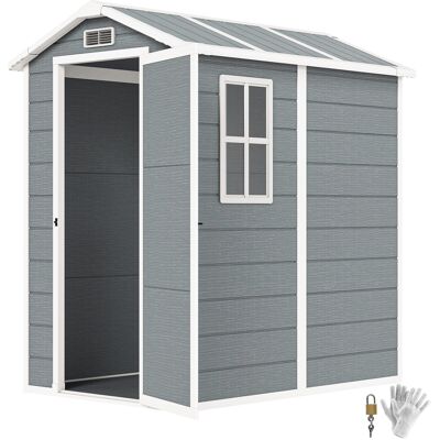 ARRIGONI Abri De Jardin En Resine Avec Sol Porte Verrouillable Et Fenetre 1.3 X 1.8 M Gris - Publicité ARRIGONI Abri De Jardin En Resine Avec Sol Porte Verrouillable Et Fenetre 1.3 X 1.8 M Gris - Publicité