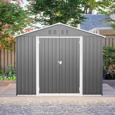 ACKERMAN Abri De Jardin Robuste En Métal Anthracite, 2,44 M X 1,83 M, Avec Une Porte À Charnières Pratique. Idéal Pour Ranger Outils Et Matériel De Jardinage. Publicité ACKERMAN Abri De Jardin Robuste En Métal Anthracite, 2,44 M X 1,83 M, Avec Une Porte À Charnières Pratique. Idéal Pour Ranger Outils Et Matériel De Jardinage. Publicité