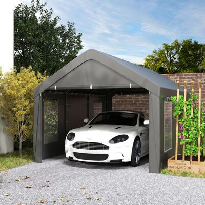 OEM Carport-tente Garage 3x6m - Parois Latérales Amovibles, 2 Portes Enroulables + 4 Fenêtres, Gris Foncé - Publicité OEM Carport-tente Garage 3x6m - Parois Latérales Amovibles, 2 Portes Enroulables + 4 Fenêtres, Gris Foncé - Publicité