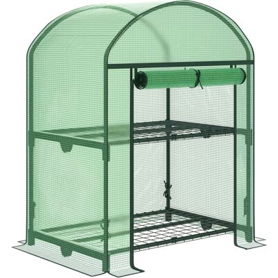 ARRIGONI Mini Serre De Jardin Avec 2 Etageres En Metal Et Bache Pe 69x49x92 Cm Verte - Publicité ARRIGONI Mini Serre De Jardin Avec 2 Etageres En Metal Et Bache Pe 69x49x92 Cm Verte - Publicité