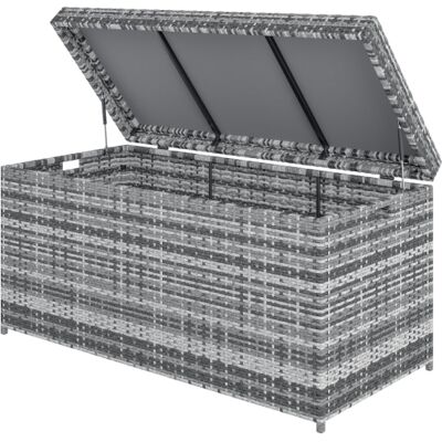 OEM Box De Rangement De Jardin, Box De Rangement De Jardin Em Rotin, 380 Litros, Résistant Aux Intempéries, Avec Tampa, Pega Intérieur, 130x61x65 Cm, Meuble Extérieur, Design Moderne - Publicité OEM Box De Rangement De Jardin, Box De Rangement De Jardin Em Rotin, 380 Litros, Résistant Aux Intempéries, Avec Tampa, Pega Intérieur, 130x61x65 Cm, Meuble Extérieur, Design Moderne - Publicité