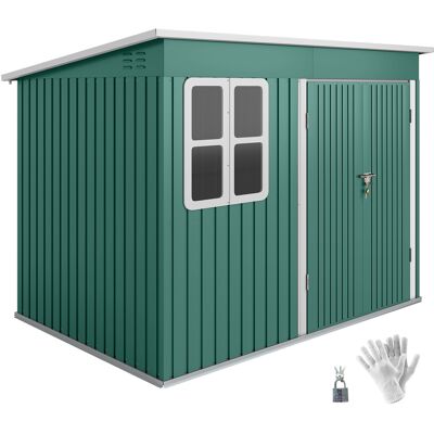 ARRIGONI Abri De Jardin En Metal Avec Fenetre Et Porte Large 260 X 177 X 190 Cm Vert - Publicité ARRIGONI Abri De Jardin En Metal Avec Fenetre Et Porte Large 260 X 177 X 190 Cm Vert - Publicité