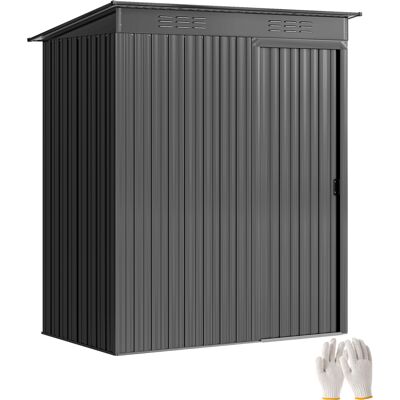 ARRIGONI Abri De Jardin En Métal 1,37 M², Cabane De Jardin, 2 Paires De Gants, Porte Coulissante, 159x106x181cm, Gris Foncé - Publicité ARRIGONI Abri De Jardin En Métal 1,37 M², Cabane De Jardin, 2 Paires De Gants, Porte Coulissante, 159x106x181cm, Gris Foncé - Publicité