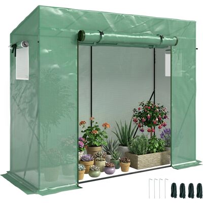 ARRIGONI Serre De Jardin Anti-uv 2 Fenêtres Moustiquaires + Barres Renforcement 200l X 77l X 169h Cm Acier Pe Vert - Publicité ARRIGONI Serre De Jardin Anti-uv 2 Fenêtres Moustiquaires + Barres Renforcement 200l X 77l X 169h Cm Acier Pe Vert - Publicité