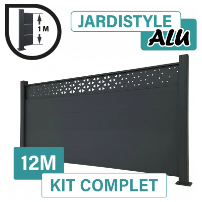 CLOTURE & JARDIN Kit Clôture Aluminium Gris Anthracite 12m - Design Ibiza - Sur Platines - 1 Mètre - Publicité CLOTURE & JARDIN Kit Clôture Aluminium Gris Anthracite 12m - Design Ibiza - Sur Platines - 1 Mètre - Publicité
