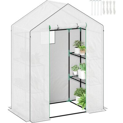 ARRIGONI Serre De Jardin Avec 1 Porte 1 Fenêtre Étagères 3 Niveaux Pour Légumes Plantes Fleurs Bâche Pe 143 X 74 X 190 Cm Blanc - Publicité ARRIGONI Serre De Jardin Avec 1 Porte 1 Fenêtre Étagères 3 Niveaux Pour Légumes Plantes Fleurs Bâche Pe 143 X 74 X 190 Cm Blanc - Publicité