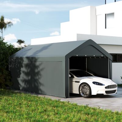 SANMINE HABITAT Carport Tente De Garage 3 X 6 M. Abri Voiture Extérieur. Parois Latérales Amovibles. 2 Portes Zippées Enroulables. Gris - Publicité SANMINE HABITAT Carport Tente De Garage 3 X 6 M. Abri Voiture Extérieur. Parois Latérales Amovibles. 2 Portes Zippées Enroulables. Gris - Publicité