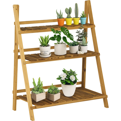 ARRIGONI Étagère À Plantes En Bois Forme Pyramidale Échelle Pliante Avec 3 Étagères 80 X 37 X 93 Cm Marron - Publicité ARRIGONI Étagère À Plantes En Bois Forme Pyramidale Échelle Pliante Avec 3 Étagères 80 X 37 X 93 Cm Marron - Publicité