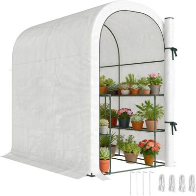 ARRIGONI Serre De Jardin Avec Étagères, 123x187x189cm, Petite Serre Avec Porte Enroulable, Bâche Pe Haute Densité 140 G/m², Blanc - Publicité ARRIGONI Serre De Jardin Avec Étagères, 123x187x189cm, Petite Serre Avec Porte Enroulable, Bâche Pe Haute Densité 140 G/m², Blanc - Publicité