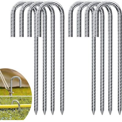 Vision Lot De 10 Ancrages Au Sol En Acier Galvanisé De 30 Cm - Crochets En J - Crochets De Tente Pour Sécuriser La Clôture, Les Tentes, Les Auvents, Le Support De Fleurs - Publicité Vision Lot De 10 Ancrages Au Sol En Acier Galvanisé De 30 Cm - Crochets En J - Crochets De Tente Pour Sécuriser La Clôture, Les Tentes, Les Auvents, Le Support De Fleurs - Publicité