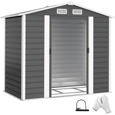 ARRIGONI Abri De Jardin En Metal Avec Portes Coulissantes 2,1x1,2x1,9 M Gris Fonce - Publicité ARRIGONI Abri De Jardin En Metal Avec Portes Coulissantes 2,1x1,2x1,9 M Gris Fonce - Publicité