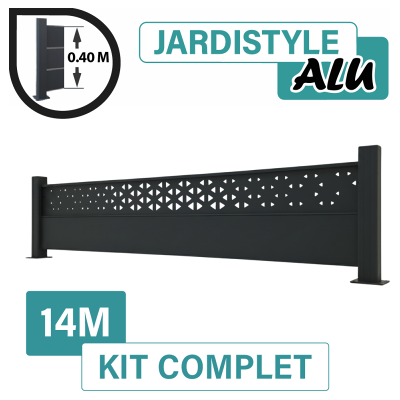 CLOTURE & JARDIN Kit Clôture Aluminium Gris Anthracite 14m - Design Ibiza - Sur Platines - 0,40 Mètre - Publicité CLOTURE & JARDIN Kit Clôture Aluminium Gris Anthracite 14m - Design Ibiza - Sur Platines - 0,40 Mètre - Publicité