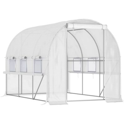 ACKERMAN Serre Tunnel En Aluminium De 2,95 X 2 X 2 M Avec Fenêtres Enroulables, Protection Uv Et Coupe-vent, Structure En Acier Blanc - Publicité ACKERMAN Serre Tunnel En Aluminium De 2,95 X 2 X 2 M Avec Fenêtres Enroulables, Protection Uv Et Coupe-vent, Structure En Acier Blanc - Publicité