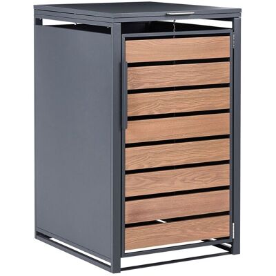 BELIANI Abri De Poubelle En Métal Acier Galvanisé Finition Imitation Bois 240 L Couvercle Ouverture Par Le Haut Portes Magnétiques Gris Foncé Policoro - Publicité BELIANI Abri De Poubelle En Métal Acier Galvanisé Finition Imitation Bois 240 L Couvercle Ouverture Par Le Haut Portes Magnétiques Gris Foncé Policoro - Publicité