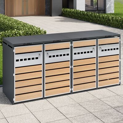 ACKERMAN Boîte De Rangement À Couvercle À Charnières, Verrouillable, Quatre Portes, Blocs Horizontaux En Bois - Publicité ACKERMAN Boîte De Rangement À Couvercle À Charnières, Verrouillable, Quatre Portes, Blocs Horizontaux En Bois - Publicité