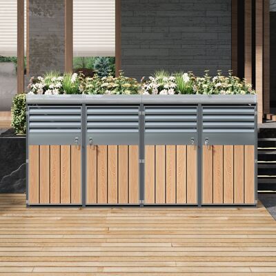ACKERMAN Local À Poubelles, Ouverture De Ventilation Avec Persiennes, Compartiments De Rangement Pour Les Déchets, Verrouillable, Quatre Portes, Espace De Plantation - Publicité ACKERMAN Local À Poubelles, Ouverture De Ventilation Avec Persiennes, Compartiments De Rangement Pour Les Déchets, Verrouillable, Quatre Portes, Espace De Plantation - Publicité