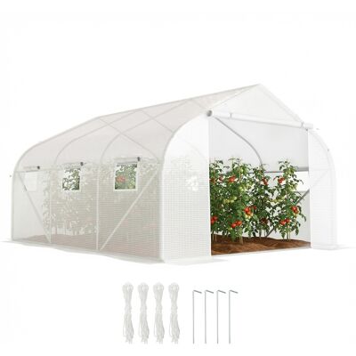ARRIGONI Serre Tunnel De Jardin 13,35 M² Dim. 4,5l X 3l X 2h M Porte + 6 Fenêtres Enroulables Acier Galvanisé Bâche Pe Haute Densité Blanc - Publicité ARRIGONI Serre Tunnel De Jardin 13,35 M² Dim. 4,5l X 3l X 2h M Porte + 6 Fenêtres Enroulables Acier Galvanisé Bâche Pe Haute Densité Blanc - Publicité