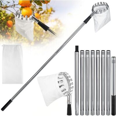 ABYSSE Cueilleur De Fruits, Cueilleur De Pommes Avec Bielle En Acier Inoxydable Et Sac En Tissu, Pour Oranges, Citrons, Pommes, Poires – 3,5 M - Publicité ABYSSE Cueilleur De Fruits, Cueilleur De Pommes Avec Bielle En Acier Inoxydable Et Sac En Tissu, Pour Oranges, Citrons, Pommes, Poires – 3,5 M - Publicité