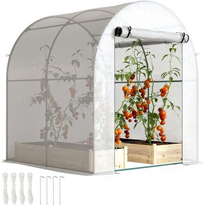 DEVOKO Serre De Jardin, En Acier, Plastique, Blanc, Pour Jardin Et Terrasse, Maison D’usine Portable Avec Ossature En Acier Et Couverture, Serre - Publicité DEVOKO Serre De Jardin, En Acier, Plastique, Blanc, Pour Jardin Et Terrasse, Maison D’usine Portable Avec Ossature En Acier Et Couverture, Serre - Publicité