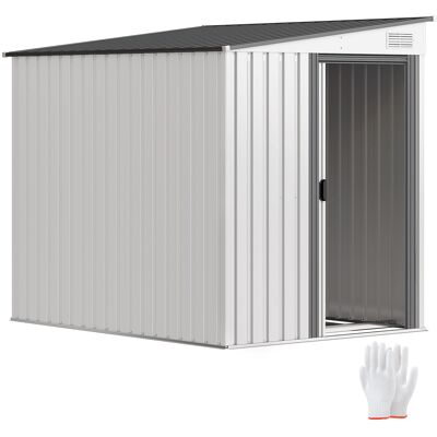 ARRIGONI Abri De Jardin En Metal 1.5x2m Avec Base Porte Coulissante Et Toit Incline Blanc - Publicité ARRIGONI Abri De Jardin En Metal 1.5x2m Avec Base Porte Coulissante Et Toit Incline Blanc - Publicité
