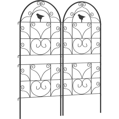 ARRIGONI Lot De 2 Treillis De Jardin En Metal Avec Motif Oiseaux Pour Plantes Grimpantes 50x120 Cm Noir - Publicité ARRIGONI Lot De 2 Treillis De Jardin En Metal Avec Motif Oiseaux Pour Plantes Grimpantes 50x120 Cm Noir - Publicité