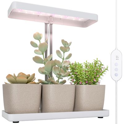 ARRIGONI Lampe Pour Plantes A 42 Led Avec 3 Pots Minuterie Et Eclairage Reglable Blanc - Publicité ARRIGONI Lampe Pour Plantes A 42 Led Avec 3 Pots Minuterie Et Eclairage Reglable Blanc - Publicité