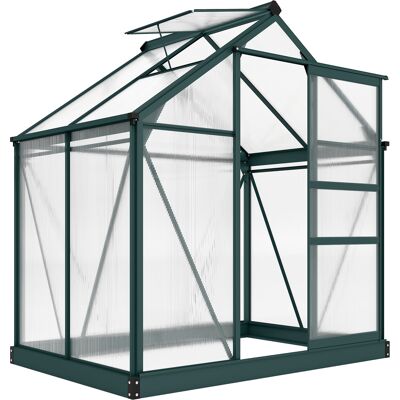 ARRIGONI Serre De Jardin Polycarbonate 190 X 132 X 201 Cm Résistant Aux Uv 30+ Fondation Renforcé Gouttière Vert Foncé - Publicité ARRIGONI Serre De Jardin Polycarbonate 190 X 132 X 201 Cm Résistant Aux Uv 30+ Fondation Renforcé Gouttière Vert Foncé - Publicité