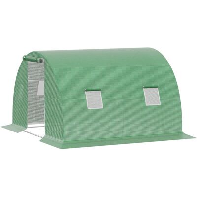 OEM Serre De Jardin Tunnel 9 M² – 4 Fenêtres, Porte Zippée Enroulable, Châssis Acier Galvanisé, Bâche Pe 3x3x2 M Vert - Publicité OEM Serre De Jardin Tunnel 9 M² – 4 Fenêtres, Porte Zippée Enroulable, Châssis Acier Galvanisé, Bâche Pe 3x3x2 M Vert - Publicité