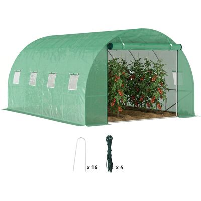 ARRIGONI Serre Tunnel De Jardin 3 X 4 X 2 M Avec Porte Enroulable Et Grandes Fenêtres, En Acier Galvanisé Et Pe, Vert - Publicité ARRIGONI Serre Tunnel De Jardin 3 X 4 X 2 M Avec Porte Enroulable Et Grandes Fenêtres, En Acier Galvanisé Et Pe, Vert - Publicité