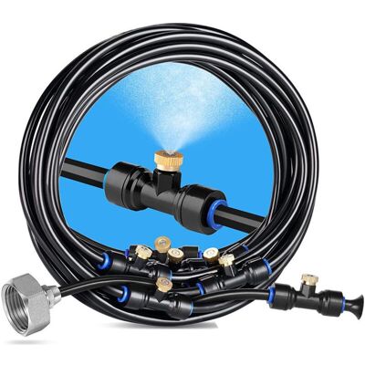 MOXIE Brumisateur Exterieur, 9m Brumisateur Terrasse Avec 11 Buse Brumisateur+1adaptateur (en Laiton, 3/4") Brumisateur Pour Patio Jardin Serre Trampoline Pour Parc Aquatique - Publicité MOXIE Brumisateur Exterieur, 9m Brumisateur Terrasse Avec 11 Buse Brumisateur+1adaptateur (en Laiton, 3/4") Brumisateur Pour Patio Jardin Serre Trampoline Pour Parc Aquatique - Publicité