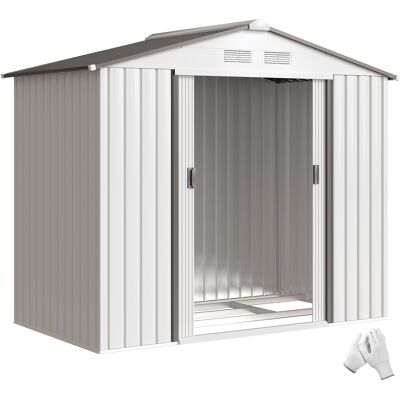 ARRIGONI Abri De Jardin En Acier Avec Portes Coulissantes 213 X 130 X 185 Cm Blanc - Publicité ARRIGONI Abri De Jardin En Acier Avec Portes Coulissantes 213 X 130 X 185 Cm Blanc - Publicité