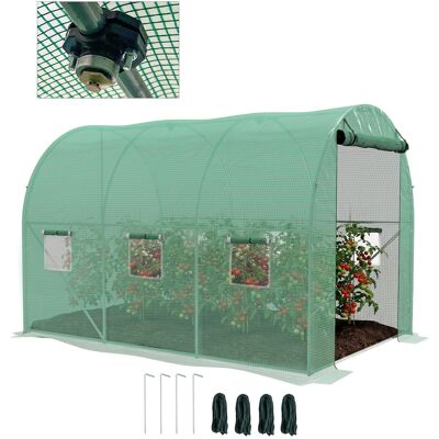 OEM Serre De Jardin Tunnel 6 M² Avec Système D'Arrosage Intégré, 3l X 2l M 6 Fenêtres Porte Enroulable Vert - Publicité OEM Serre De Jardin Tunnel 6 M² Avec Système D'Arrosage Intégré, 3l X 2l M 6 Fenêtres Porte Enroulable Vert - Publicité