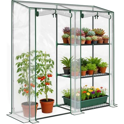 ARRIGONI Serre De Jardin Avec Étagères 3 Niveaux, Petite Serre En Bâche Pvc Et Châssis Acier, 2 Portes Roulantes, Transparent - Publicité ARRIGONI Serre De Jardin Avec Étagères 3 Niveaux, Petite Serre En Bâche Pvc Et Châssis Acier, 2 Portes Roulantes, Transparent - Publicité